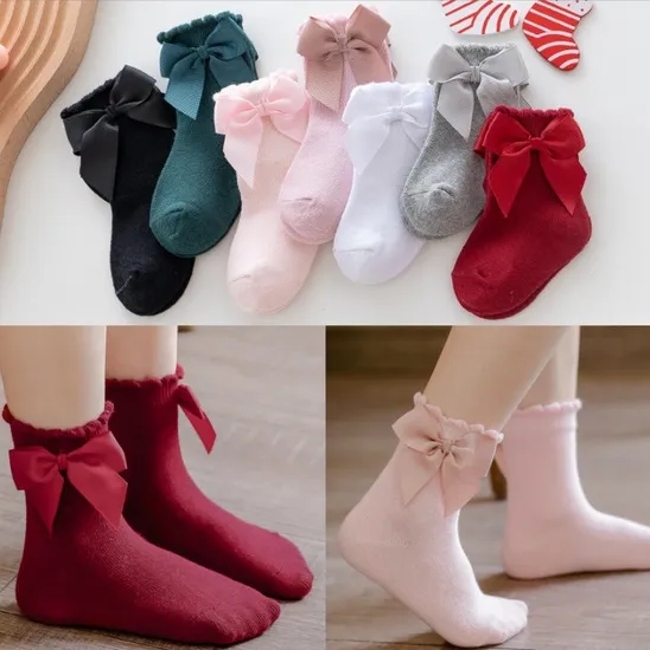 Cute Bow Newborn Infant Combed Cotton Best Kids Comfort Ankle Short Crew Soft Little Customized Children Baby Socks