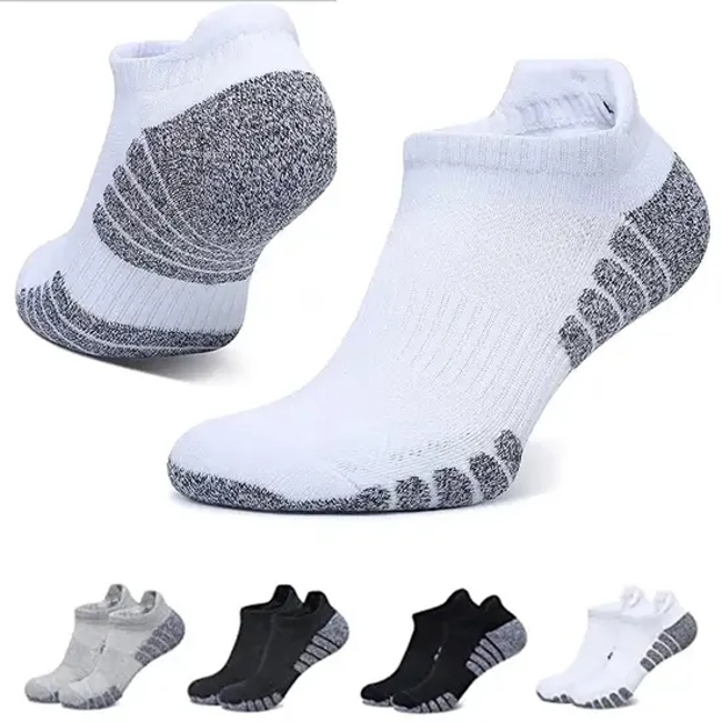 Custom Ankle Athletic Running Socks Cushioned Breathable Cotton Low Cut