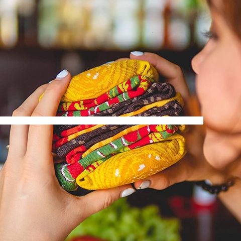 Trend crazy funny Hamburger crew cotton design socks
