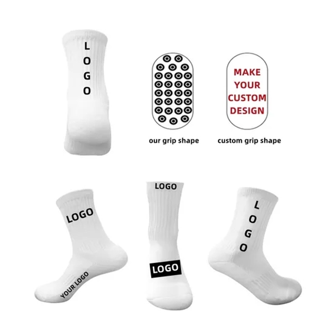 Sports Soccer Compression Custom Grips Design Athletic Football Non Slip Cotton Nylon Unisex Men Children Women Yoga Pilates Anti-Slip Grip Crew Sock