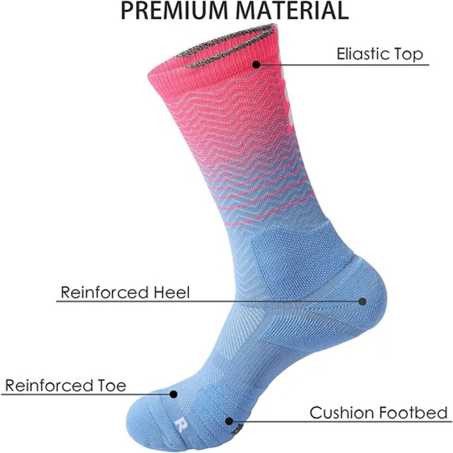 Factory OEM Rainbow Designs Basketball Socks Mens Athletic Compression Crew Ankle Socks for Basketball Running