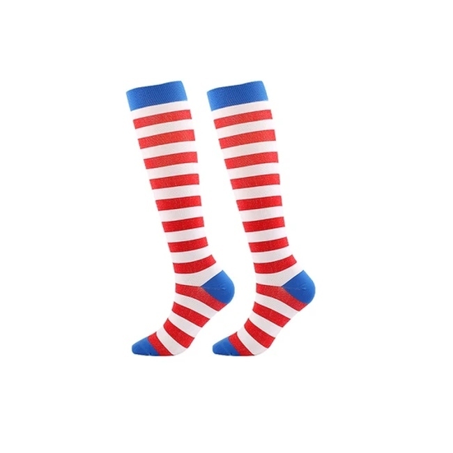 Full Color Crew Socks Casual Nylon Elastic Knee High Compression Socks for Nurses