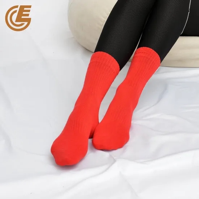 Qlm-320-7 Custom Logo New Year Compression Red Cotton Socks for Woman