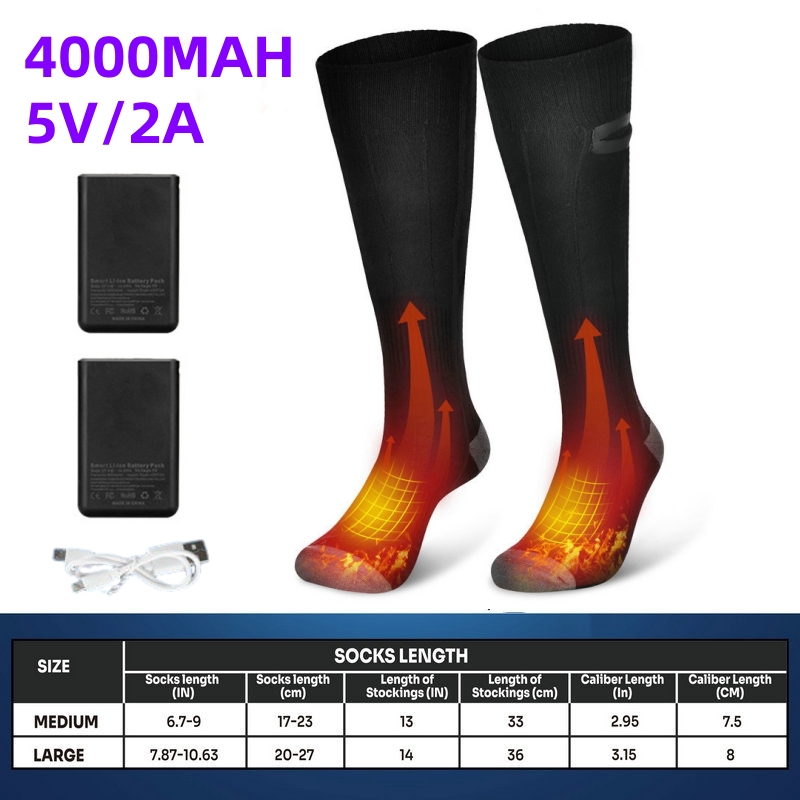online selling Winter Heated Socks Rechargeable Heating Socks For USB mah Heated Socks Warmth Outdoor Heated Boots Snowmobile 
