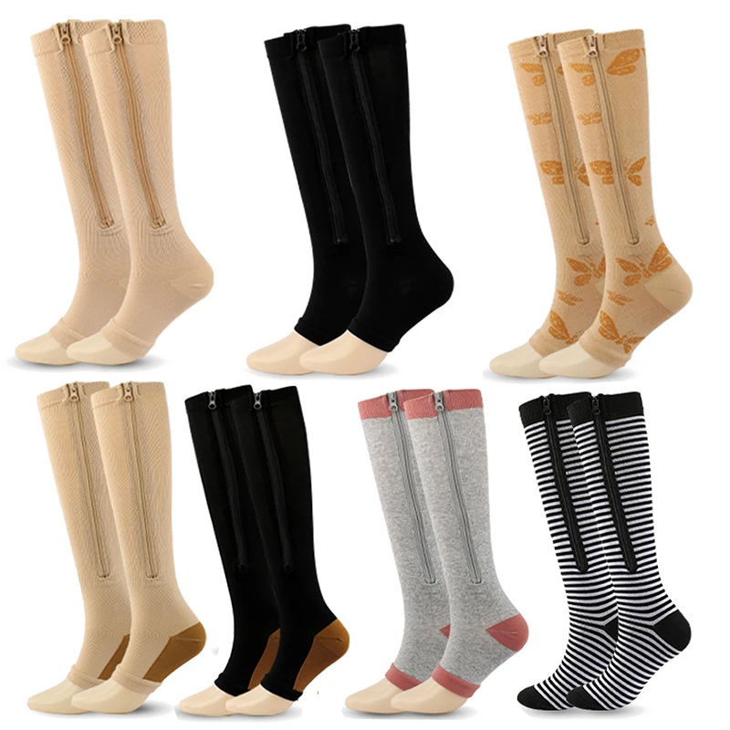 bespoke products Compression Socks Zipper Varicose Socks Outdoor Running Fitness Hiking Sports Socks Medical Care Anti Fatigue 