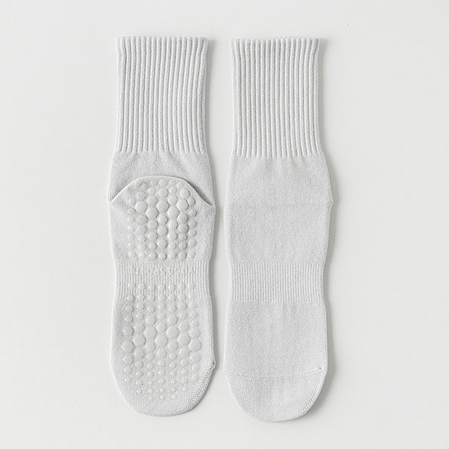 personalized tags Cotton Breathable Mid-calf Yoga Socks Solid Color Striped Anti-slip Sports Socks Pilates Socks Dance Fitness 
