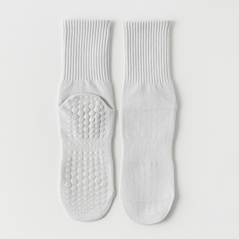 personalized tags Cotton Breathable Mid-calf Yoga Socks Solid Color Striped Anti-slip Sports Socks Pilates Socks Dance Fitness 