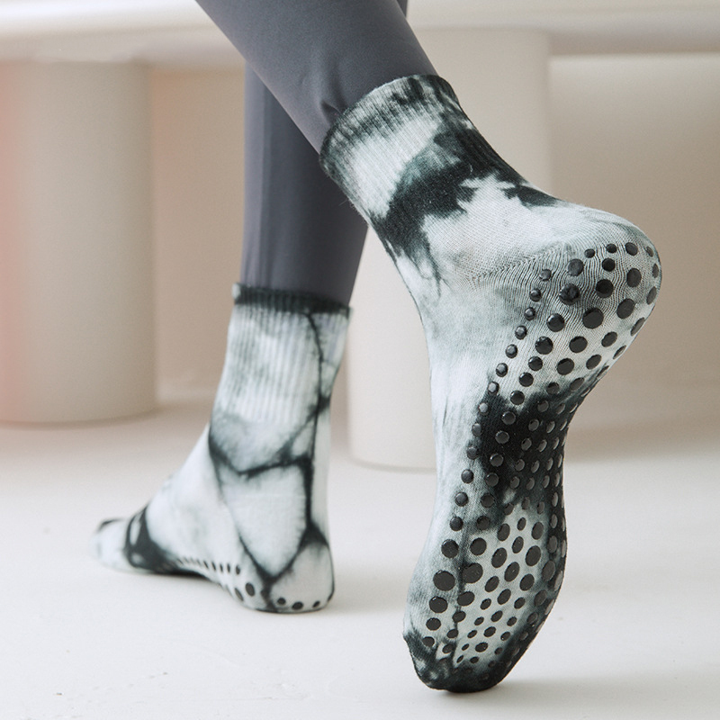 high-quality items Yoga Socks Women Tie-dyed Silicone Non-slip Pilates Grip Crew 