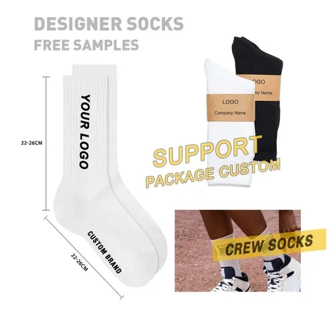 Free Sample Luxury Quality Men Crew Socks Unisex Custom Design Socks 100% Cotton Sport Socks with Logo