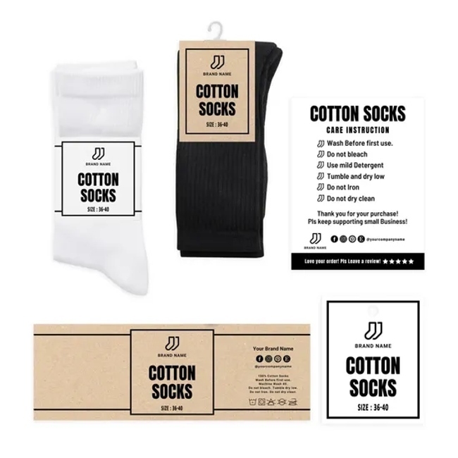Free Sample OEM Custom Logo Socks Men White Sport Crew Socks