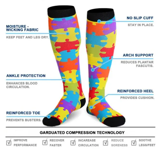Custom Patterns Knee High 20-30mmhg Sports Compression Socks