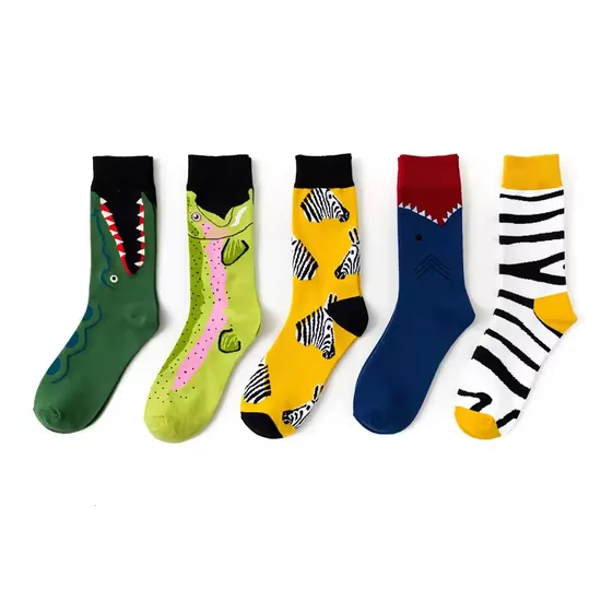 Custom Printed Women′s Cotton Crew Socks Breathable Funny Korean Inspired Fruits Animals Street Fashion Colorful Style Spring