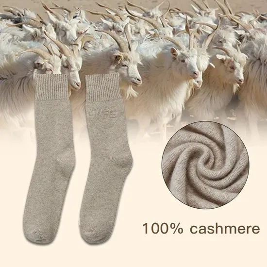 Manufacturer Wholesale Custom Indoor Casual Cuffed Cashmere Socks Women Winter Bed Warm Rib Knit 100% Pure Cashmere Socks