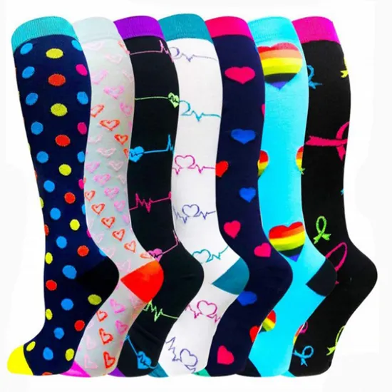 Running Sports Athletic Nurse Spot Graduated Medical Custom 20-30mmhg Knee High Funny Unisex Compression Socks