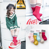 Wholesale Custom Black Green White Solid Color Crew Cotton School Logo Athletic Anti Non Slip Socks for Kids with Grips