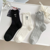 confidential Summer Sweet Lace Bow Long Socks for women Girls Hollow Sock Casual Crew Loose Sox Mid tube Thin Stockings 