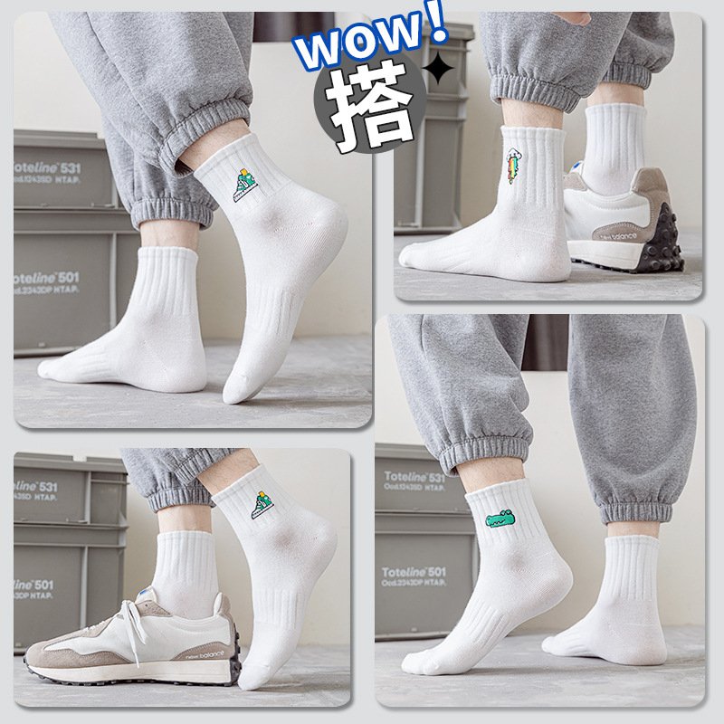 customized packaging Socks women Embroidered Ankle Socks Cartoon Cotton Sports Sock Crew Socks Korean Fashion 