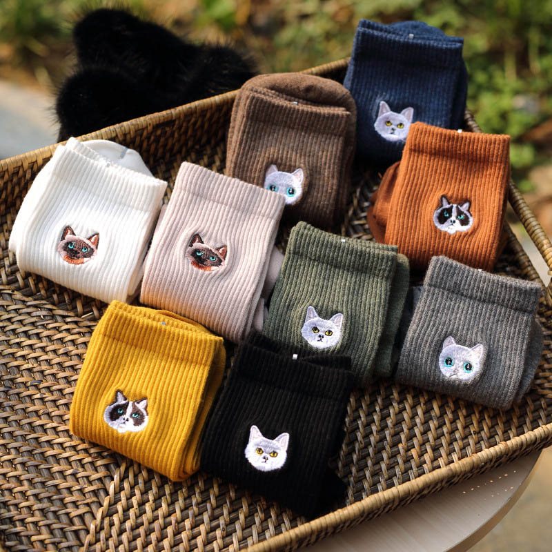 personal use Warm Harajuku Cute Embroidery Animal Funny Socks women Skarpetki Socks Novelty Cotton Calcetines Mujer 