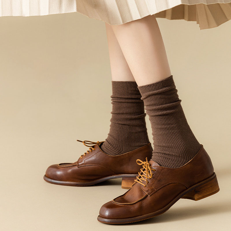 Custom Color Autumn Winter Khaki Brown women Cotton Socks Art Middle Tube Socks Harajuku Female Crew Sock Spring Summer Autumn 