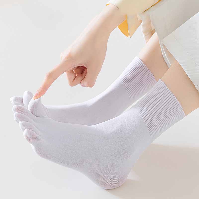 Affordable Option women Socks Velvet Five Fingers Socks Summer Thin Cotton Solid Color Breathable Absorbent Toe Socks Spring 