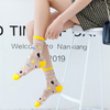 personalized tags Summer women Ultra thin Crew Socks Transparent Crystal Silk Dot Lip Striped Geometric Pattern Female Harajuku 