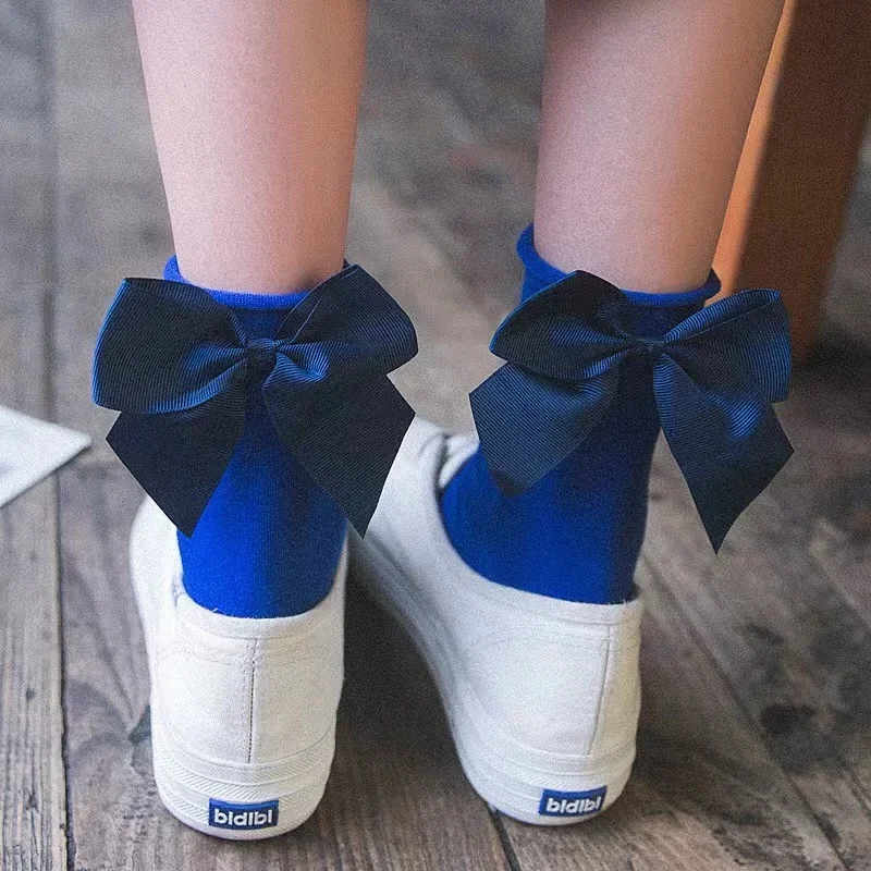 unique items Streetwear women s Lovely Candy Color Bow Socks Casual Female Contrast Color Short Socks Cute Ladies Bow knot 