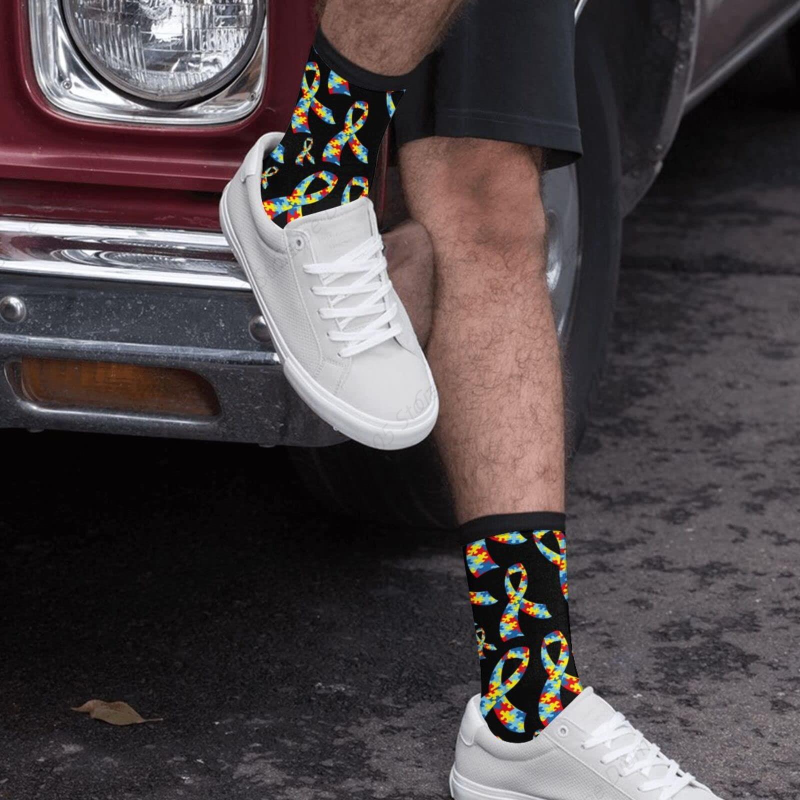 distributor Awareness Autism Care Bow Puzzle Fun Crew Socks Fashion Comfortable S And women S 