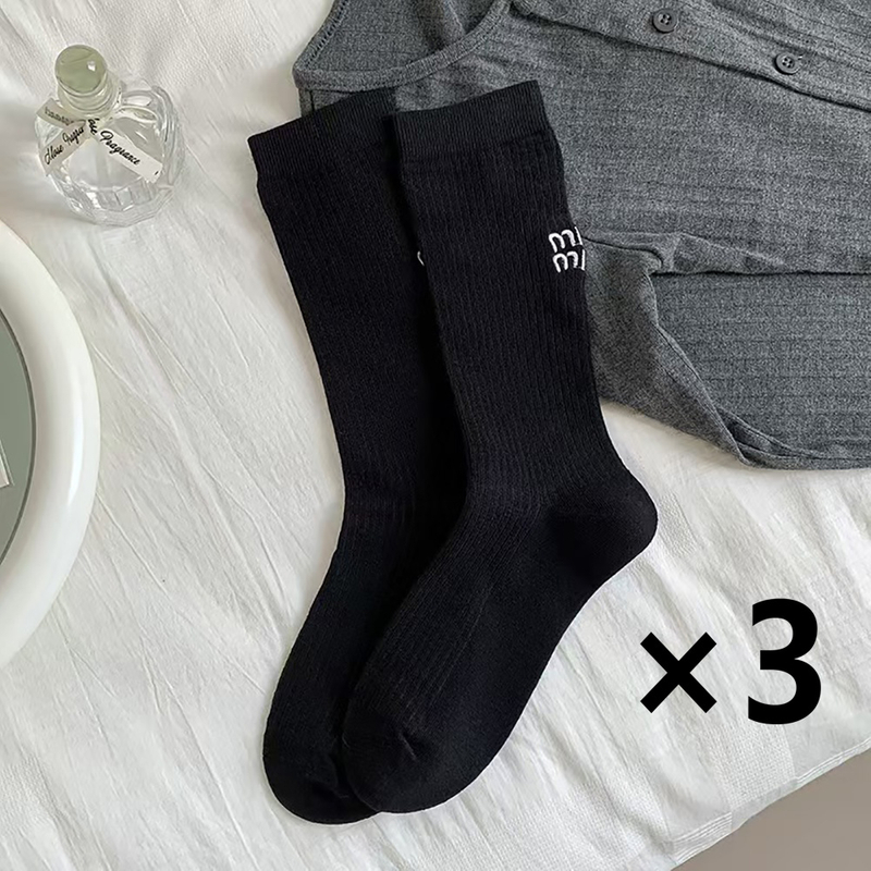made-to-order Retro women Cotton Loose Socks Autumn Winter Knitting Solid Color Long Black Pink Korean Student Girls 
