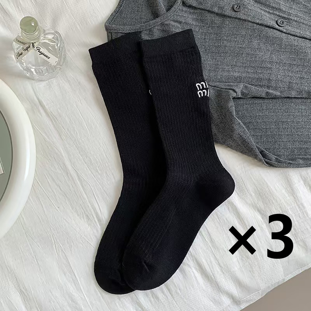 made-to-order Retro women Cotton Loose Socks Autumn Winter Knitting Solid Color Long Black Pink Korean Student Girls 