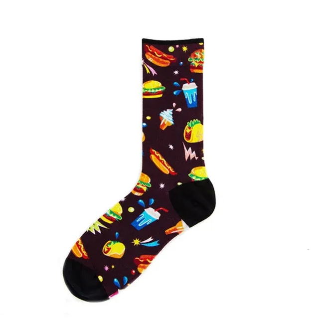 Low Price Crew Cotton Men Women Customized Food Printed Socks