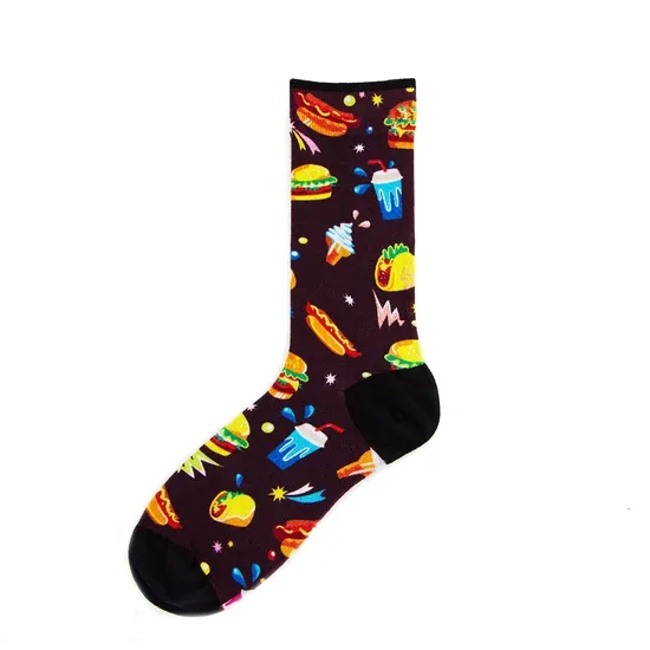Low Price Crew Cotton Men Women Customized Food Printed Socks