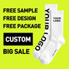 White Cotton Crew Socks Custom Fashion Logo Design Bamboo Men Crew Socks