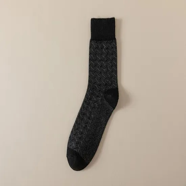 Pattern Dress Socks Business Boneless Mercerized Cotton Socks Crew Thin Breathable Men Socks