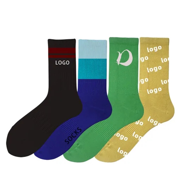 2024 Jacquard Embroidered Socks Customized Cross Border Men′s and Women′s Trendy Sports MID Length Cotton Socks Customized Logo Text