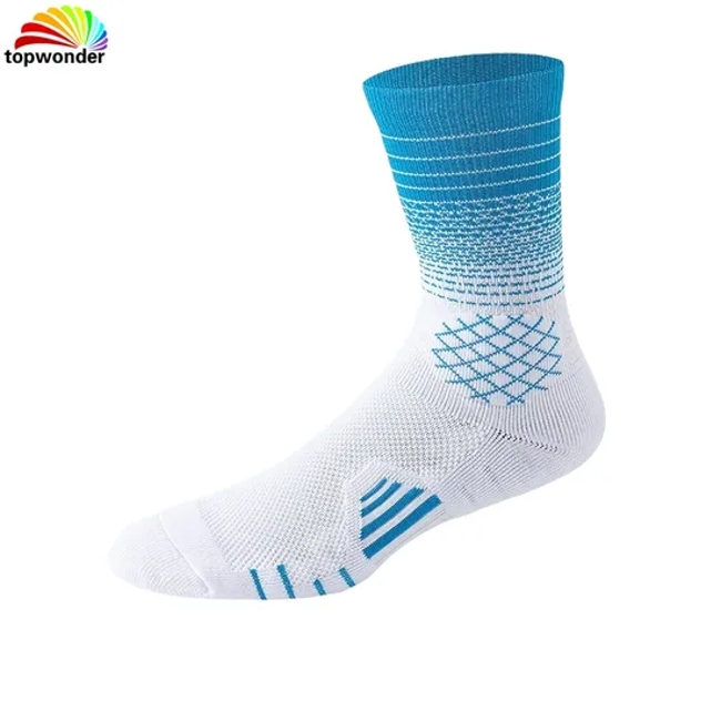 Customize and Wholesale Latest Fashion Cushion Bottom Athletic Crew Tennis Badminton Sports Sock in Good Colors at Low Price