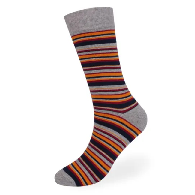 Hot Sale Quality Fashion Thin Striped Designer Men′s Cotton Crew Business Socks