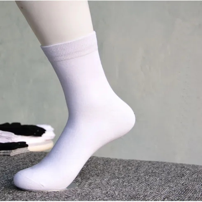 Hf Men′s Pure Cotton Soild Color Large Size Long Crew Socks
