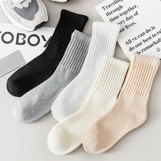 Winter Casual Plain Terry Socks Men Unisex Thick Combed Cotton Crew Socks
