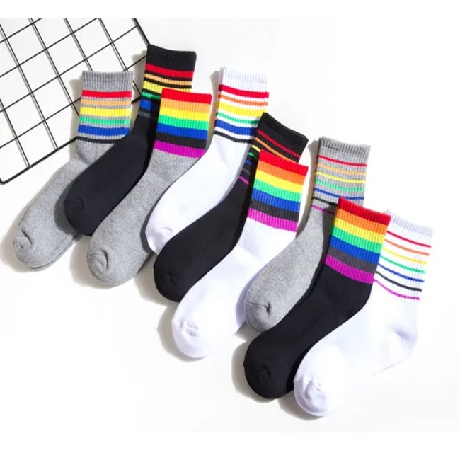 Black and White Cotton Crew Socks for Men with Half Terry OEM Crew Socks