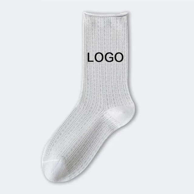2024 Spring High Quality Custom Design Logo Women Men Knitted Embroidered Cotton Crew Short Socks