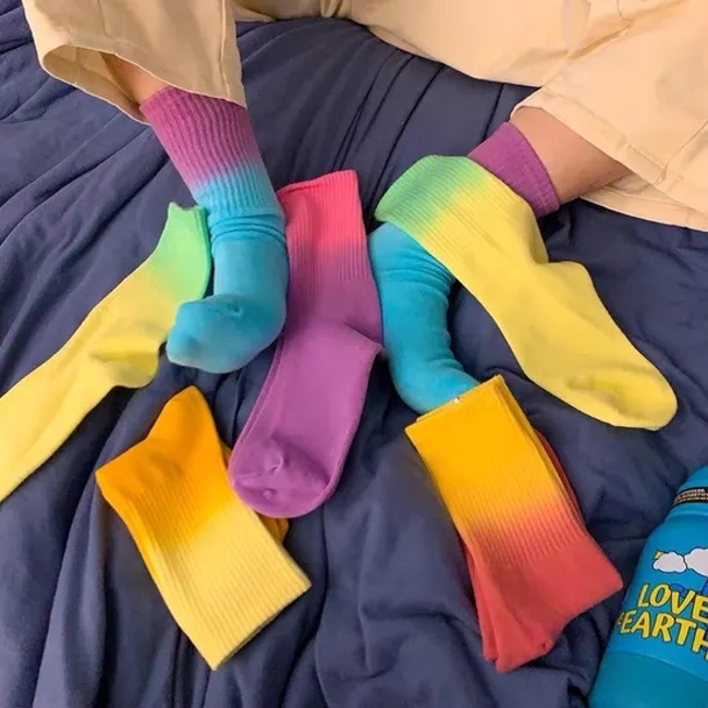 Tie Dye Unisex Men Women Couple Sports Basketball Cotton Crew Socks