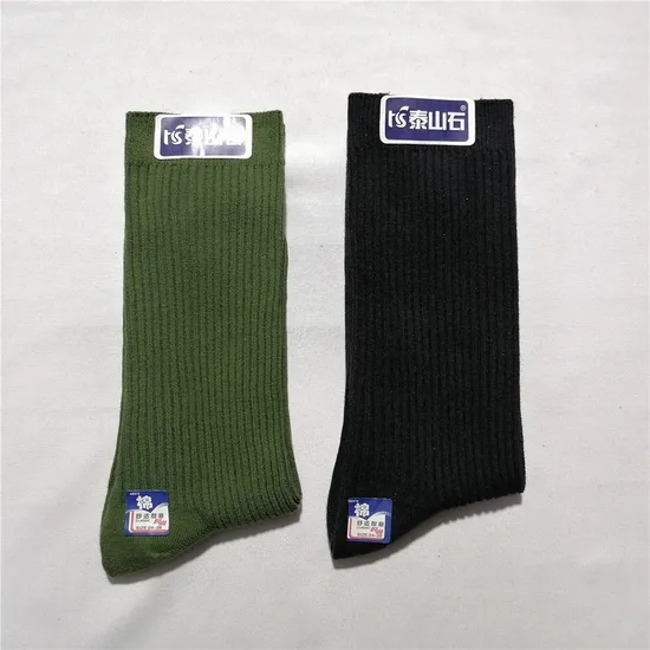 Wholesale High Quality Fashionable Crew Work Socks Men 100 % Cotton Hunting Tactical Green Socks