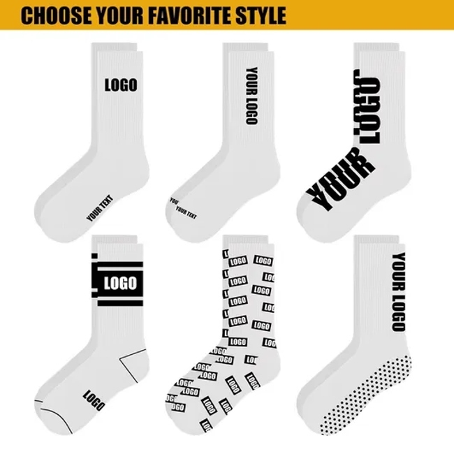 Custom Logo Embroidered Knitted Crew Socks, Stylish Pure Cotton Men′s Socks for Daily Wear