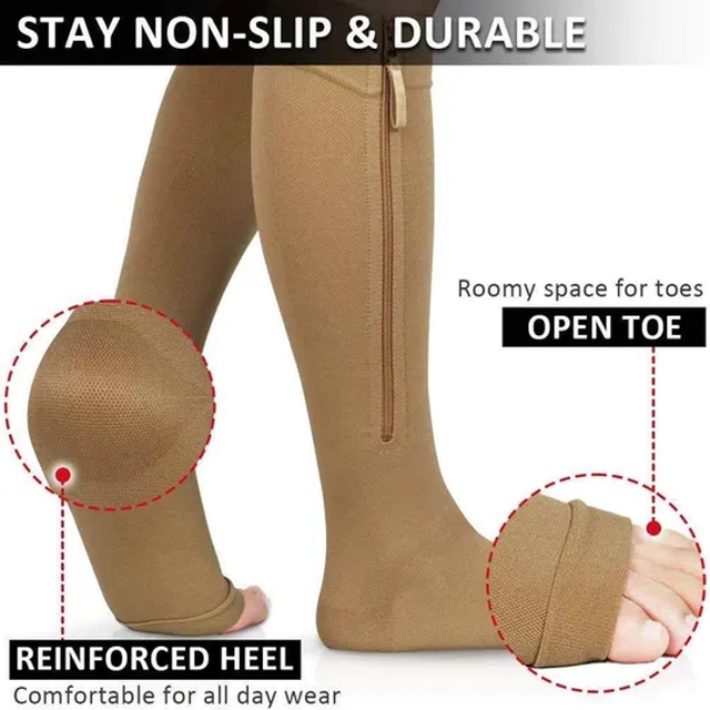 Post Surgical Open Toe Anti Slip Breathable Men Thin Summer Medical Varicose Veins Compression Socks 30-40 Mmhg with Zipper