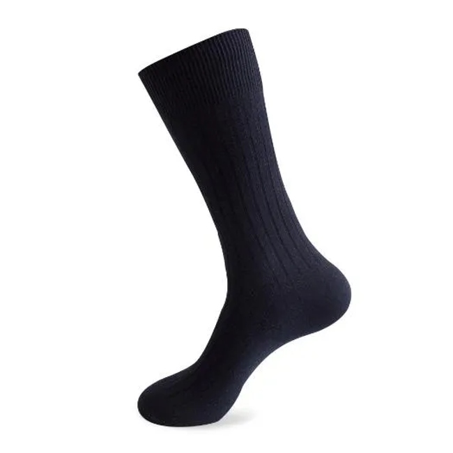 Wholesale Mens Ribbed Cotton Crew Business Socks Double Cylinder Man Solid Color Socks Manufacturer