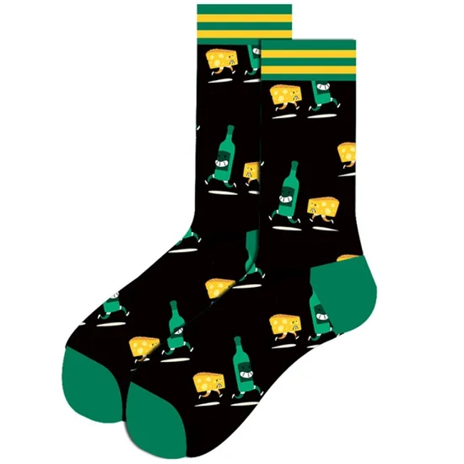 Wholesale Custom Funny Crazied Colorful Funkied Cool Mens Fashion Dress Cotton Socks Crew Happiness Socks for Men