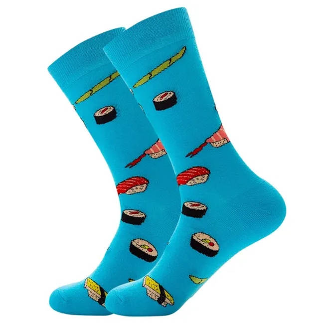 Wholesale Full Logo Designer Socken Chaussette Custom Unisex Cool Colorful Crew Cotton Dress Socks Men
