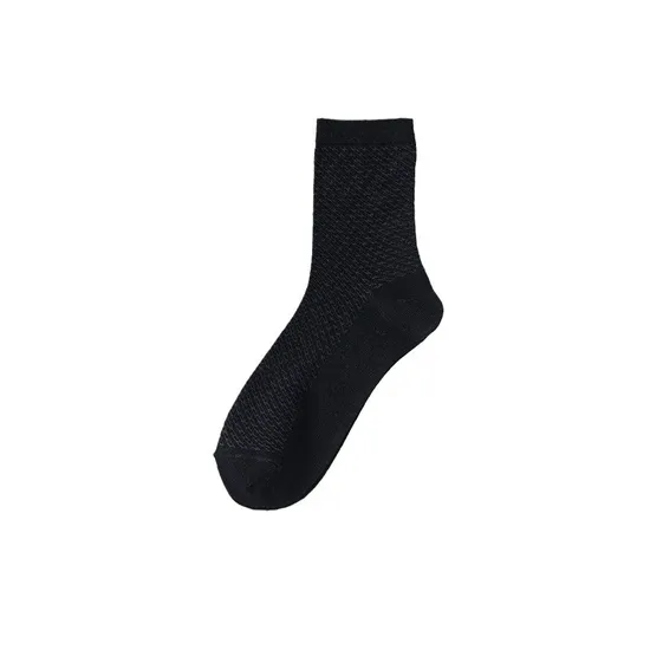 Environmentally Friendly Socks Bamboo Fiber Socks Men′s Middle Tube Socks Thin Antibacterial Anti-Odor Mesh Breathable Sweat Manufacturers Wholesale