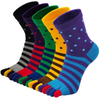 Custom Men′s Polka DOT Stripe 100% Cotton Five Finger Crew Toe Socks