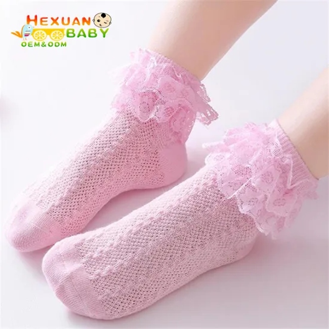 Cute Lace Flower Lace Summer Newborn Baby Girls Socks Cotton Princess Anti Slip Kids Socks